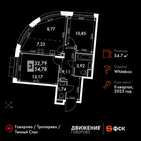 50,4 м², 3-комнатные апартаменты 10 502 305 ₽ - изображение 77