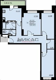 Квартира 88,8 м², 3-комнатная - изображение 1