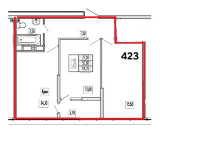 Квартира 53 м², 2-комнатная - изображение 1