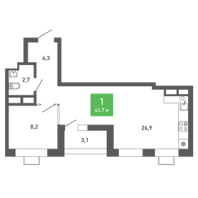 42,9 м², 1-комнатная квартира 5 225 798 ₽ - изображение 9