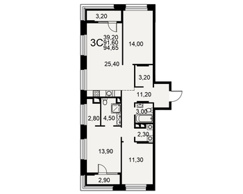 Квартира 94,7 м², 3-комнатная - изображение 1