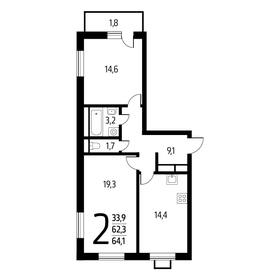 64,1 м², 2-комнатная квартира 14 351 990 ₽ - изображение 20