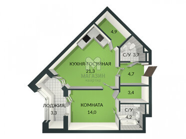 Квартира 56 м², 1-комнатная - изображение 2