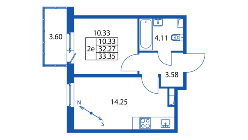 31,6 м², 1-комнатная квартира 4 800 000 ₽ - изображение 120