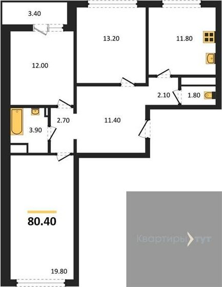 80,4 м², 3-комнатная квартира 6 787 206 ₽ - изображение 1