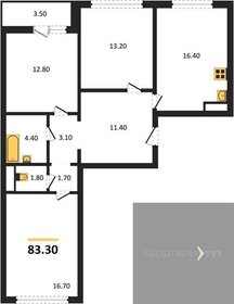 Квартира 83,3 м², 3-комнатная - изображение 1