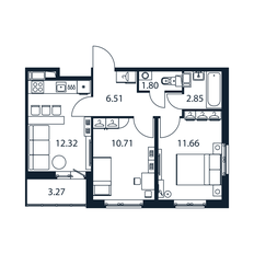 Квартира 47,5 м², 2-комнатная - изображение 3