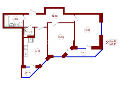 56 м², 2-комнатная квартира 4 500 000 ₽ - изображение 13