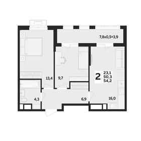 Квартира 54,2 м², 2-комнатная - изображение 1