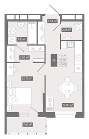 Квартира 40 м², 1-комнатная - изображение 1