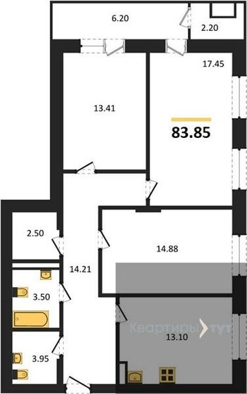 83,9 м², 3-комнатная квартира 10 250 397 ₽ - изображение 1