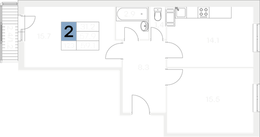 54,6 м², 2-комнатная квартира 6 650 000 ₽ - изображение 76