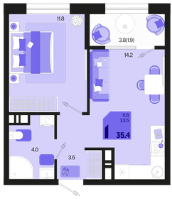 34,6 м², 1-комнатная квартира 6 550 000 ₽ - изображение 123