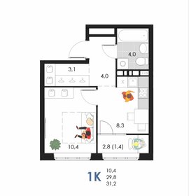 32,3 м², 1-комнатная квартира 4 085 304 ₽ - изображение 79