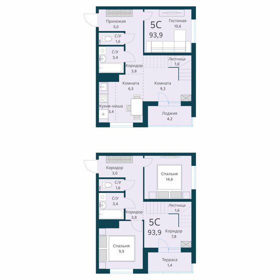 93,9 м², 5-комнатная квартира 11 300 000 ₽ - изображение 1