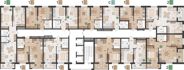 52,5 м², 2-комнатная квартира 6 100 000 ₽ - изображение 115