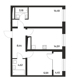 Квартира 64,6 м², 2-комнатная - изображение 1