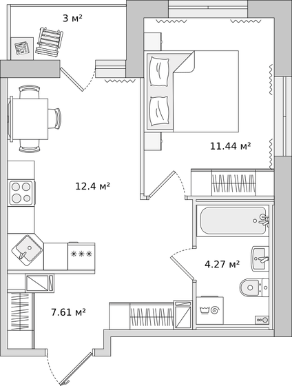 39,2 м², 1-комнатная квартира 6 414 821 ₽ - изображение 1