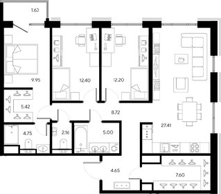 Квартира 101,9 м², 3-комнатная - изображение 1