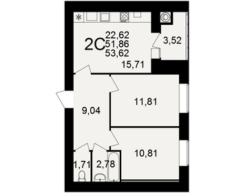 53 м², 2-комнатная квартира 3 700 000 ₽ - изображение 98