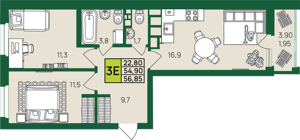 78,1 м², 3-комнатная квартира 5 700 000 ₽ - изображение 91