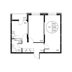 Квартира 55 м², 2-комнатная - изображение 2