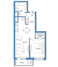 Квартира 46 м², 1-комнатная - изображение 1