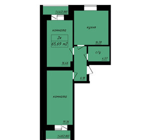 Квартира 65,7 м², 2-комнатная - изображение 1