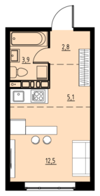 Квартира 24,3 м², студия - изображение 1