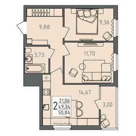 56 м², 2-комнатная квартира 4 850 000 ₽ - изображение 26