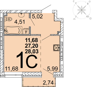 26,6 м², квартира-студия 3 865 673 ₽ - изображение 21