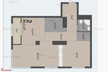 Квартира 86,1 м², 2-комнатная - изображение 1