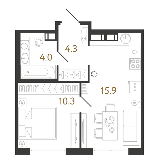 34,5 м², 1-комнатная квартира 9 914 544 ₽ - изображение 26