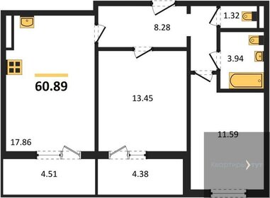 62,4 м², 2-комнатная квартира 5 805 990 ₽ - изображение 13