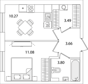 31,8 м², 1-комнатная квартира 7 246 326 ₽ - изображение 27
