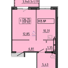 Квартира 37,9 м², 1-комнатная - изображение 2