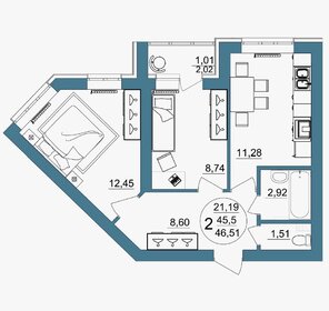 Квартира 51,9 м², 2-комнатная - изображение 1