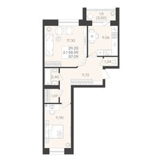 Квартира 57,1 м², 2-комнатная - изображение 1