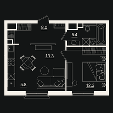 Квартира 44,7 м², 1-комнатная - изображение 2