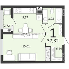 Квартира 37,3 м², 2-комнатная - изображение 1