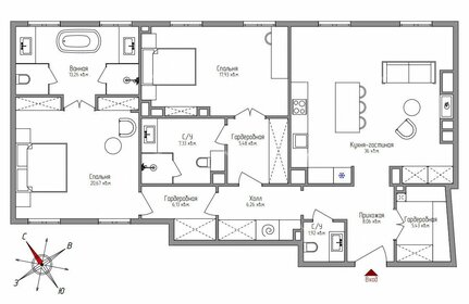 Квартира 135 м², 3-комнатная - изображение 1