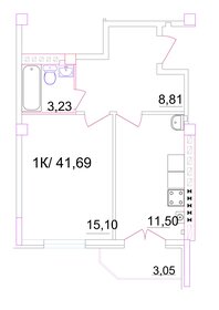 41,6 м², 1-комнатная квартира 3 191 040 ₽ - изображение 9