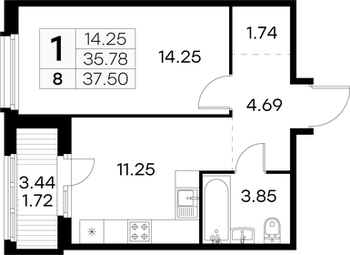 40,5 м², 1-комнатные апартаменты 6 000 000 ₽ - изображение 65
