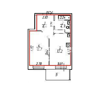 Квартира 41 м², 1-комнатная - изображение 2