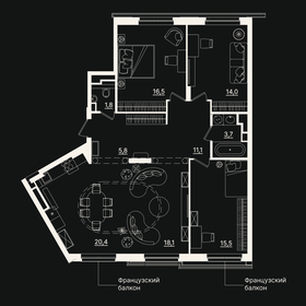 Квартира 106,7 м², 4-комнатная - изображение 1