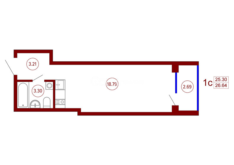 26,6 м², 1-комнатная квартира 2 397 600 ₽ - изображение 9