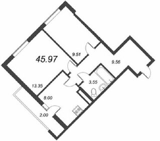 Квартира 46 м², 2-комнатная - изображение 1