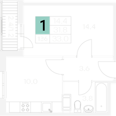 Квартира 33 м², 1-комнатная - изображение 2