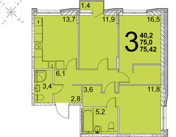 93,7 м², 3-комнатная квартира 9 290 000 ₽ - изображение 81