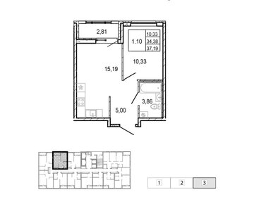 Квартира 37,2 м², 1-комнатная - изображение 1